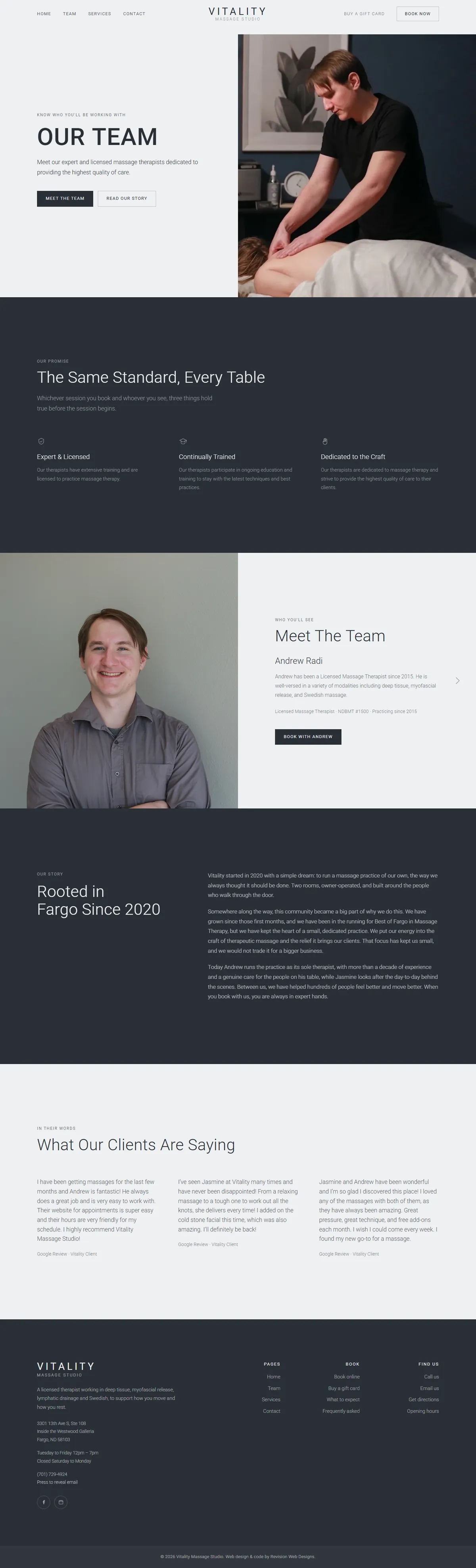 The Vitality team page, whole