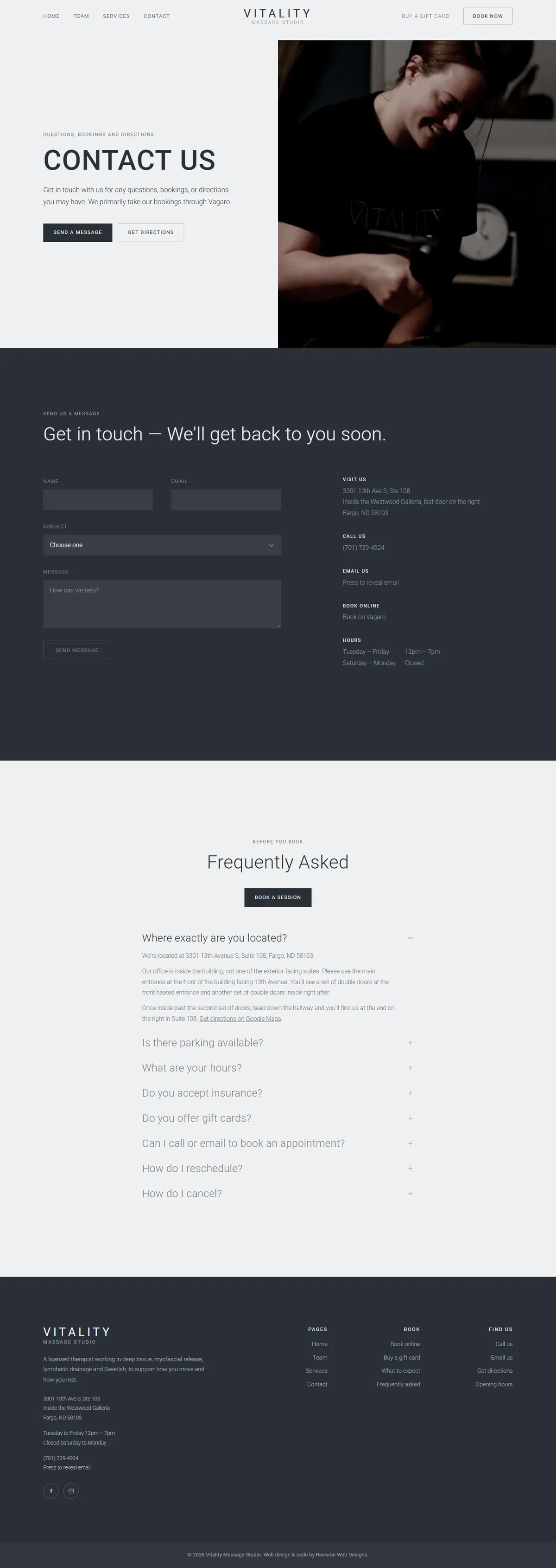 The Vitality contact page, whole