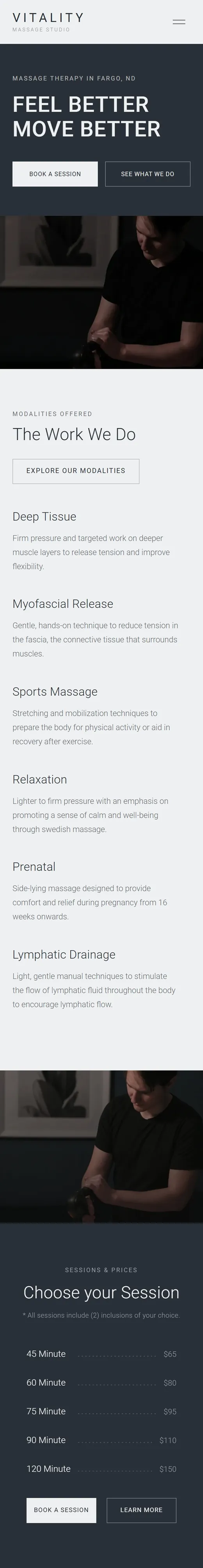The Vitality home page on a phone